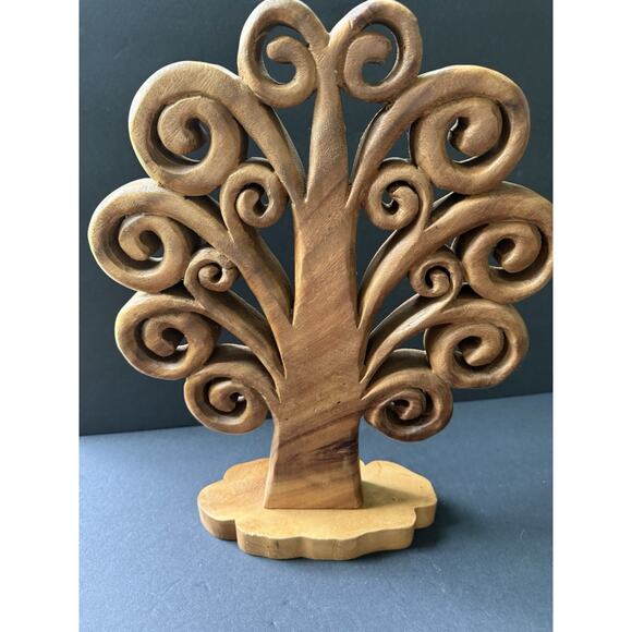 Handcarved Wood Sculpture Tree Of Life Mid Century Modern Artisan Modernist MCM